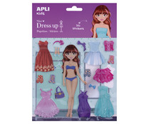 Pegatinas dress up 3D modelo Nina, 1 escenario y 16 pegatinas removibles, APLI.