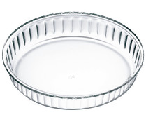 Molde redondo rizado de vidrio borosilicato apto para horno, 25cm., ACTUEL.