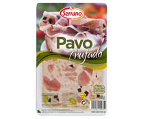 Fiambre de pavo y cerdo cocido, con pistachos y sabor trufa, cortado en lonchas SERRANO 90 g.