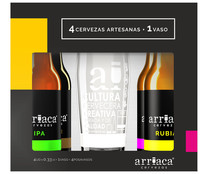 Estuche de cervezas ARRIACA 4 uds. x 33 cl. + vaso regalo