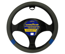 Funda de piel para volante con agujas y rosca para coche iTimo color negro y gris