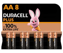 Pack de 8 pilas alcalinas AA, LR06, 1,5V, DURACELL Plus.