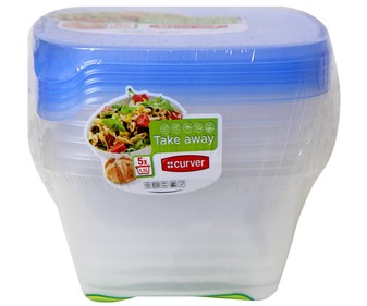5 recipientes herméticos cuadrados de plástico, capacidad de 1 litro, sandwich take away CURVER. 5 recipientes herméticos cuadrados de plástico, capacidad de 1 litro, sandwich take away CURVER.