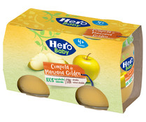 Tarrito de compota de manzana Golden, a partir de 4 meses HERO 2 x 120 g.