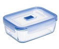 Recipiente hermético rectángular de vidrio templado Pure Box Active, 1,22 litros, 19x13cm. LUMINARC.