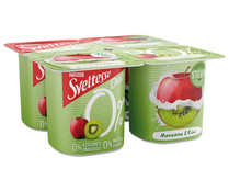 Yogur desnatado (0% materia grasa) con trozos de frutas (manzana y kiwi) y stevia SVELTESSE Duo 0% 4 x 120 g.