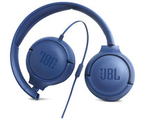 Auriculares tipo diadema JBL TUNE 500, micrófono, color azul.