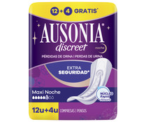 Compresas maxi noche para pérdidas de orina moderadas a severas AUSONIA Discreet 16 uds.