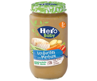Tarrito de verduritas con merluza, a partir de 8 meses HERO BABY 235 g. Tarrito de verduritas con merluza, a partir de 8 meses HERO BABY 235 g.