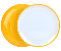 Plato llano de 25,4cm de diámetro fabricado en melamina color amarillo, VAJILLA.