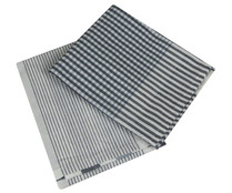 Pack de 2 paños de cocina 100% algodón diseño rayas azules, 50x70cm., ACTUEL. Pack de 2 paños de cocina 100% algodón diseño rayas azules, 50x70cm., ACTUEL.