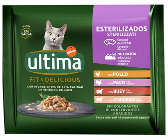 Alimento para gatos esterilizados húmedo 4 uds. x 85 g.