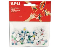 Bolsa de 100 ojos móviles adhesivos de goma eva y de diferentes colores APLI.