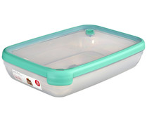 Recipiente hermético rectangular de plástico con válvula, 2,6 litros, ACTUEL. Recipiente hermético rectangular de plástico con válvula, 2,6 litros, ACTUEL.