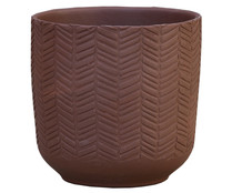 Maceta de barro con relieve trazas, 14x13cm IBERLUS.