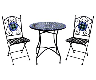 Conjunto de balcón mosaico mesa + 2 sillas plegables, GARDEN STAR ALCAMPO. Conjunto de balcón mosaico mesa + 2 sillas plegables, GARDEN STAR ALCAMPO.