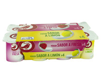 Yogures con sabores variados (4 de fresa y 4 de limón) PRODUCTO ALCAMPO 8 x 125 g.