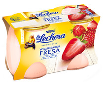 Yogur cremoso con sabor a fresa elaborado con leche entera de origen España LA LECHERA de Nestlé 2 x 125 g.