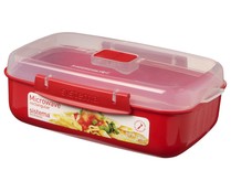 Recipiente hermético rectangular especial para microondas, 1,25 litros SISTEMA MICROWAVE.
