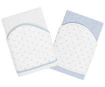 Capa de baño para bebés de 75x75cm,  blanco y azul, PISPAS.