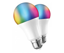 Pack de 2 bombillas inteligentes MUVIT iO, wifi, luz Led multicolor y blanco, E27, 800Lm, 9W.