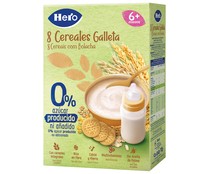 Papilla de 8 cereales y galleta Maria para bebés a partir de 6 meses HERO 340 g.
