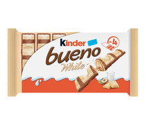 Barritas de chocolate blanco con relleno cremoso de leche y avellanas KINDER BUENO WHITE 4 uds.156 g.