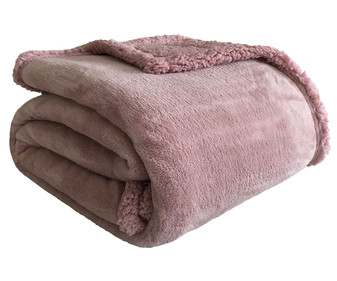 Plaid coral reverso de borreguito, color rosa, 130x170 cm, ACTUEL. Plaid coral reverso de borreguito, color rosa, 130x170 cm, ACTUEL.