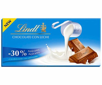 Chocolate con leche 30% menos azúcar LINDT tableta 100 g. Chocolate con leche 30% menos azúcar LINDT tableta 100 g.