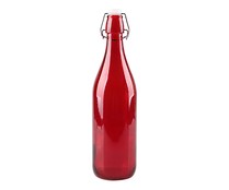 Botella de vidrio rojo con capacidad de 1 litro, ACTUEL.