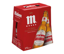 Cervezas rubias MAHOU 5 ESTRELLAS pack de 6 botellas. 25 cl.