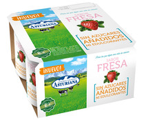 Yogur con sabor a fresa y sin azúcares añadidos ni edulcorantes CENTRAL LECHERA ASTURIANA 4 x 125 g.