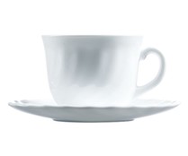6 tazas de desayuno con plato fabricadas en vidrio opal color blanco, 0,22 l. LUMINARC.