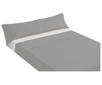 Juego de sábanas de franela 100% algodón bicolor gris - beige para cama de 90cm. TEXTIL HOGAR. Juego de sábanas de franela 100% algodón bicolor gris - beige para cama de 90cm. TEXTIL HOGAR.