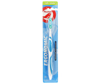 Cepillo de dientes con raspador de lengua y filamentos suaves AUCHAN Ergonomic.