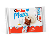 Barritas de chocolate con leche rellenas de crema de leche KINDER MAXI 6 uds. 126g.