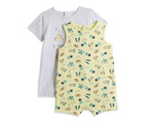 Lote de 2 pijamas pelele de algodón para bebé INEXTENSO, talla 80.