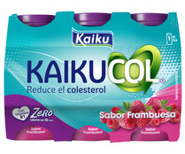 Yogur líquido con sabor a frambuesa KAIKUCOL Zero 6 x 65 g.