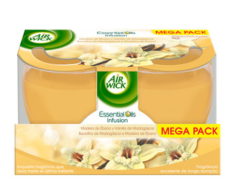 Ambientador de vela, aroma de ébano y vainilla AIR WICK EXOTIC SCENTS 2 uds. Ambientador de vela, aroma de ébano y vainilla AIR WICK EXOTIC SCENTS 2 uds.