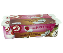 Yogures de sabores variados (4 de fresa y 4 de coco) PRODUCTO ALCAMPO 8 x 125 g.