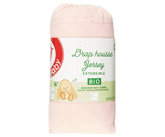 Sábana bajera para cuna de 60x120cm, color rosa, ALCAMPO BABY. Sábana bajera para cuna de 60x120cm, color rosa, ALCAMPO BABY.