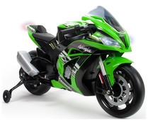Moto con batería 12V Kawasaki Ninja con ruedas de goma, INJUSA. Moto con batería 12V Kawasaki Ninja con ruedas de goma, INJUSA.