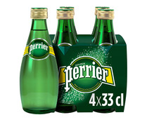 Agua mineral con gas PERRIER pack de 4 uds.x 33 cl.