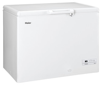 Arcón congelador HAIER HCE319F, clasificación energética: F, H: 84,5cm, A: 110cm, F: 74,5cm, capacidad total: 319 L.