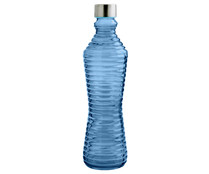 Botella de vidrio color azul con tapón, 1 litro. HOME LINE.