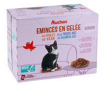 Alimento gatos húmedos, bolsas pescado junior en gelatina PRODUCTO ALCAMPO 12 uds. x 100 g.
