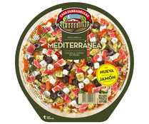 Pizza fresca mediterránea con jamón, cocida al horno de piedra CASA TARRADELLAS 410 g.