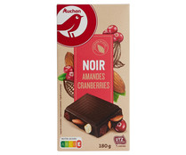 Chocolate negro con almendras enteras y arándanos PRODUCTO ALCAMPO 180 g.