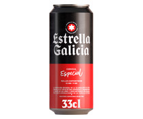 Cerveza rubia de sabor neutral y con lúpulo acentuado ESTRELLA GALICIA  ESPECIAL lata 33 cl.