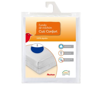 Funda colchón 100% algodón, tejido cutí raso 135 centímetros PRODUCTO ALCAMPO.